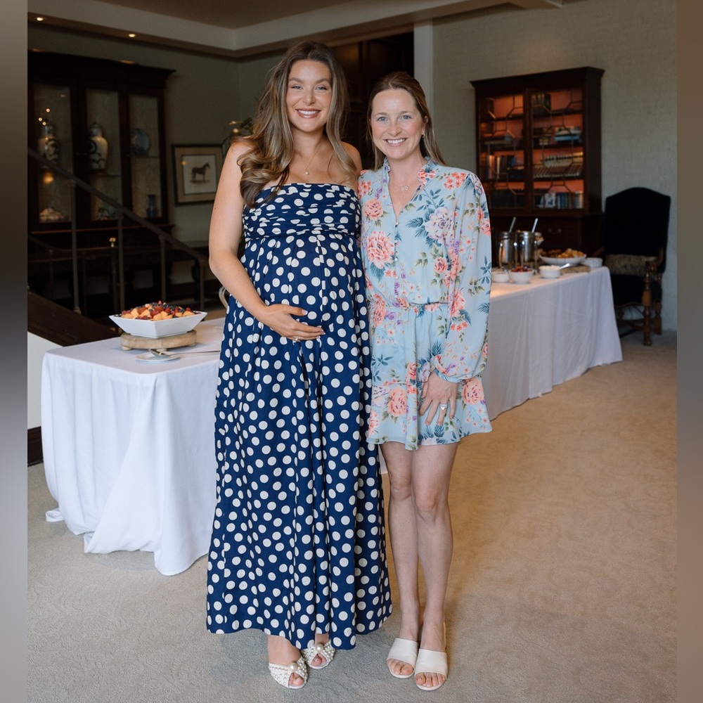 J. Crew Navy Polka Dot Maxi Dress